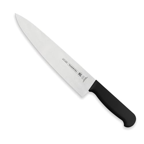 Image of TRAMONTINA Professional Meat /Chef Knife 25 cm | Stainless Steel Sub-Zero Treated Blade | Antimicrobial Black Polypropylene Handle | Heavy-Duty Butcher & Meat Processing Knife