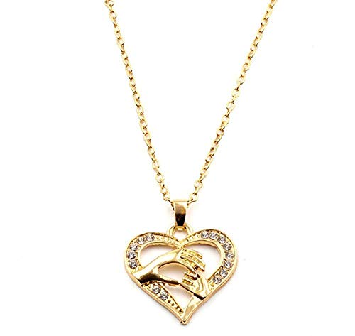 Preisvergleich Produktbild CKAWM Halskette Metallkette Schmuck Doppelhand Liebe Herz Halsketten Anhänger Für Frauen Statement Halskette Luxuriöser Kristallschmuck