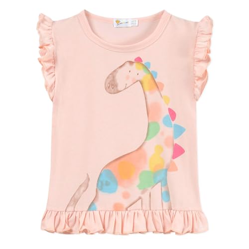 Image of Toddler Baby Girl Short Sleeve Giraffe T-Shirt Ruffle Sleeve Cotton Unicorn Tank Tops Tee
