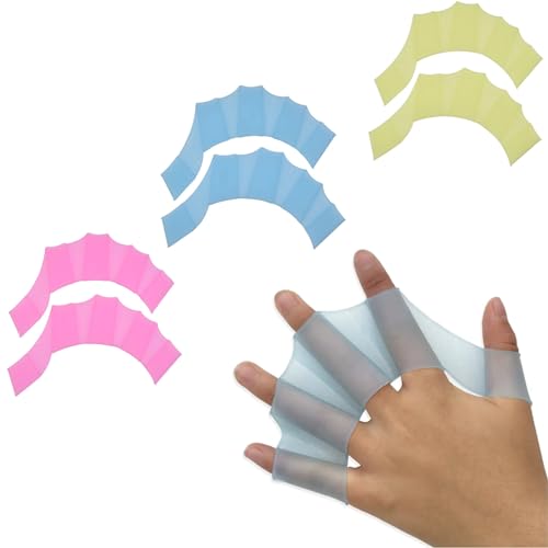 AsggBah 3 Pairs Silicone Swimming Hand Webbed Silicone Swim Gear Fins Hand Webbed Flippers for Snorkeling for Kids Pupils.