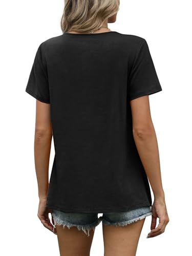 Image of WIHOLL Women T Shirts Pleated Short Sleeve Tops Business Casual Dressy Blouses