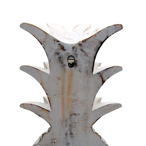 Distressed White Wood Tropical Half Pineapple Wall Plaque, Wall Mounted Decoration, Unique Beach Décor, 15.5 Inches Tall #TOP4