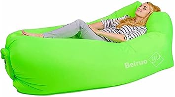 Inflatable Lounger Air Chair Sofa Bed Sleeping Bag Couch for Beach Camping Lake Garden Green02