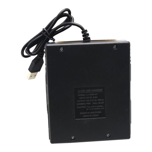 Blomiky 4 Bay Universal Charger with USB Interface Fit for 3.7V Rechargeable 18350 18500 18650 26650 21700 10400 14500 16340 16650 Lithium-ion Battery/Li-ion Charger