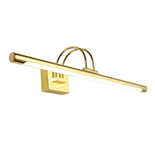DESLP Guld spegellampa badrum, metall badrum spegellampa LED tavellampa med vridbar 270° lamphuvud, modern badrumslampa IP44 sminklampa spegelskåp belysning 4 000 K, 41 cm/7 W