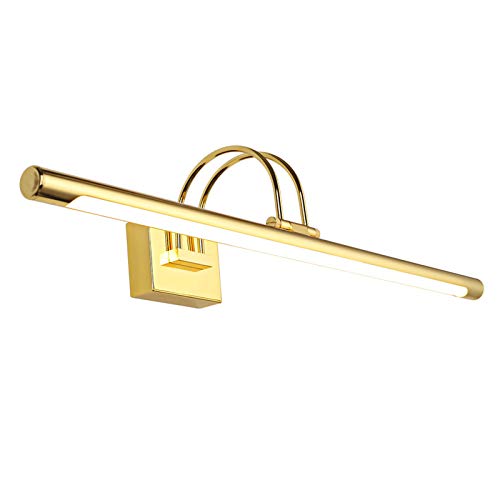 Aplique de Pared Moderno, Dorado, para baño, con luz LED para Cuadros, Cabezal Giratorio de 270°, luz Blanca Neutra, Ideal para Espejos, armarios, aseos, hoteles y restaurantes, 41
