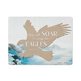 Rustic Metal Tin Sign Inspirational Christian Wall Decor,They Will Soar On Wings Like Eagle Isaiah 4031 Bible Verses Poster Print Wall Art,Scripture Home Office Bedroom Decoration 12x16 Inch