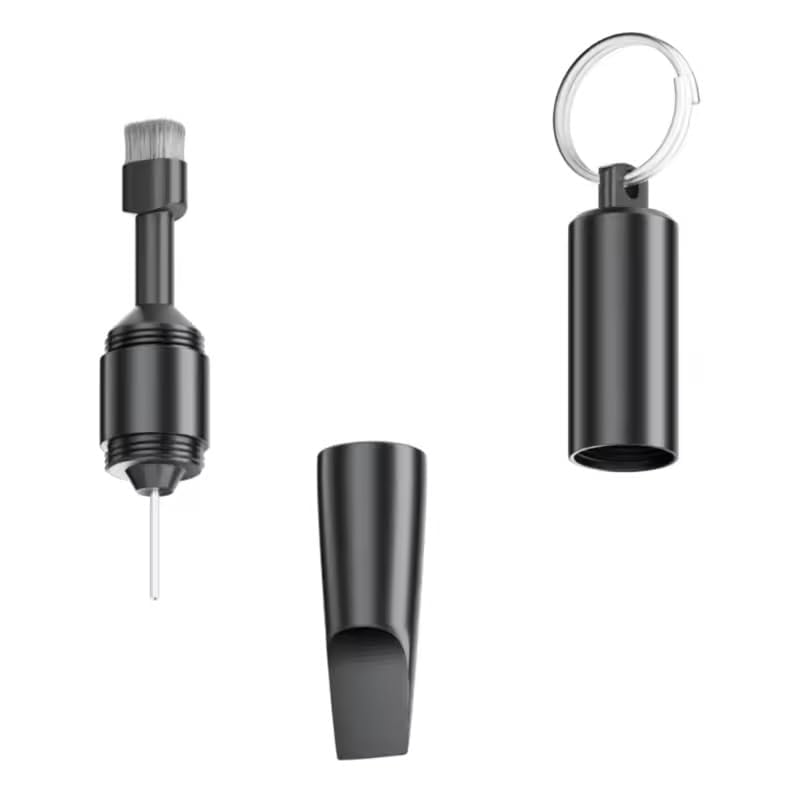 Image of Tobo 3 in 1 Multi-Functional Key Chain Package Opener Cleaning Brush SIM Card Removal Tool Multitool for Package Opening Device Cleaning and Phone Card Removal Tool Using Robust (Black)