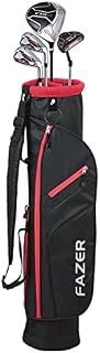 FAZER - CTR25 - Mens Starter Hyper Steel Waterproof Club Package set - 2 Irons, 1 Putter, 1 Oversized 10.5 Loft Driver - Mens Beginner Friendly Golf Set - Black/Red - Right Handed