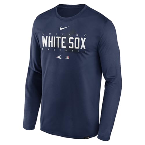 Nike Authentic Collection MLB Team Logo Legend Performance Long Sleeve T-Shirt (US, Alpha, Large, Regular, Regular, Obsidian, Chicago White Sox)