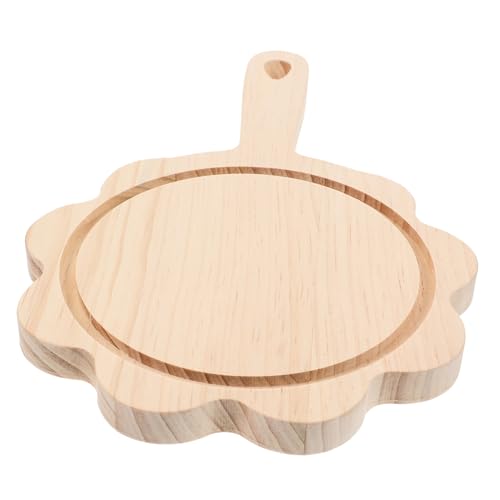 OFFSCH Wooden Pizza Peel Cheese Board Round Pizza Tray Peel Turner Multi-functional Bread Tray Kitchen Tool