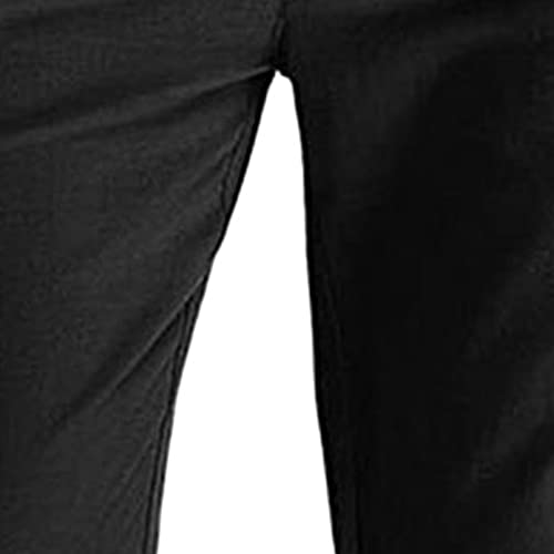 Mens Dress Pants Elastic Drawstring Waist Regular Fit Cotton Straight Leg Pant Comfy Casual Business Leisure Trousers3