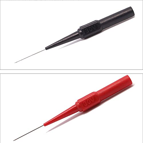Image of HomeSoGood 4PCS 0.7mm /0.02inch Test Probe Pins,Multimeter Test Lead Extention Back Probes Sharp Needle Micro Pin for Socket Tester Tools(Black&Red)