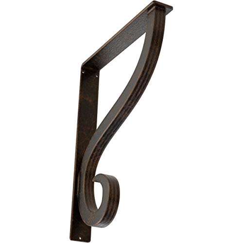 Ekena Millwork BKTM02X12X15TASABZ Metal Bracket, 2" W x 12" D x 15" H, Antiqued Bronze