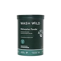WASH WILD Dishwasher Powder 1kg, Plant & Mineral-Based, Environmentally-Friendly Packaging, Up to 100 loads