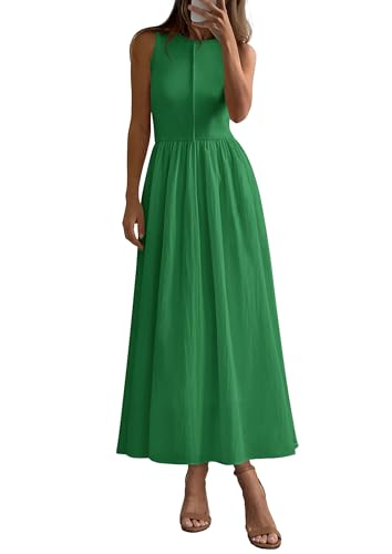 Image of PRETTYGARDEN Maxi Dresses for Women 2026 Summer Casual Sleeveless Patchwork Flowy Vacation Sundress Knit Long Work Tank Dress