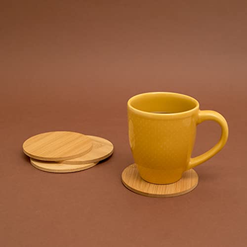 JOGO DE PORTA COPOS REDONDO EM BAMBU 4PCS - MOZCADA