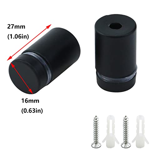 Image of Antrader 12 Pack Stainless Steel Glass Standoff 5 /8 inch x 1 inch, Wall Mount Standoff Holder Screw Advertise Fixing Nail Sign Mounting Hardware, Matte Black