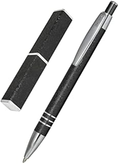 ONLINE ballpoint pen graphite, noble metal biro, retractable ball pen made of aluminum, replaceable refill, black writing color, exclusive case, , colour black