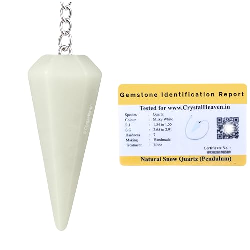 Image of Snow Quartz Pendulum Dowsing Tool - Natural Crystal Pendulum for Spiritual Guidance - Premium Dowser Pendulum for Accurate Divination and Energy Healing - Perfect for Energy Healing and Chakra Balancing - Handcrafted with Precision and Elegance