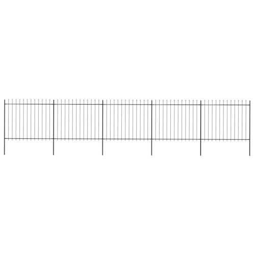 vidaXL Recinzione da Giardino con Punta a Lancia in Acciaio 892,5x150 cm Nero