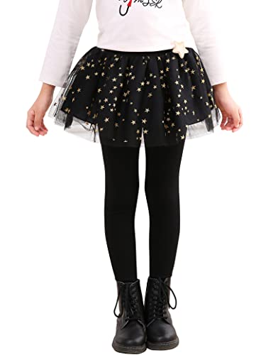 Kiench Girls' Leggings with Ruffle Tulle Tutu Skirts Attached Footless Tights