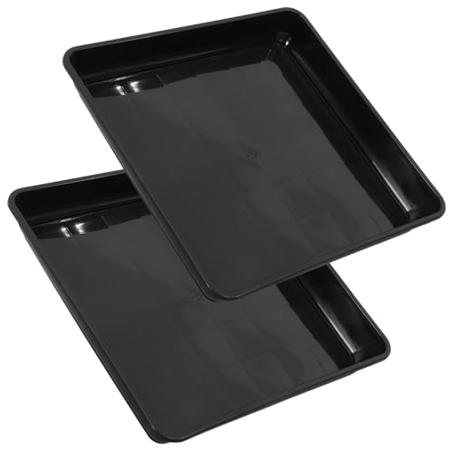 Angoily Juego de 2 Platos Cuadrados para macetas, bandejas de plástico para Plantas, bandejas para Goteo de macetas, Negro, 41 x 41 x 5.5 cm