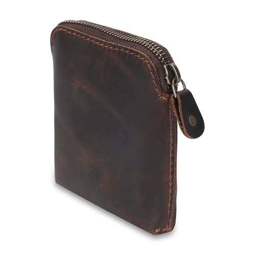 Premium Full-Grain Leather Playing Card Case - Durable Zippered Holder for Poker & Bridge, Stylish Travel Accessory, Secure Multi-Purpose Wallet, Brown
