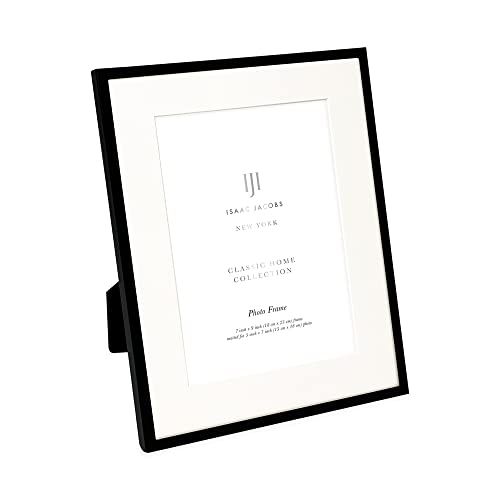 Isaac Jacobs 7x9 (Matted 5x7) Black Metal Picture Frame, Classic Metal Photo Frame Made For Tabletop & Hanging Display, Home and Office Décor, Photo Gallery and Wall Art (7x9 (Matted 5x7), Black)