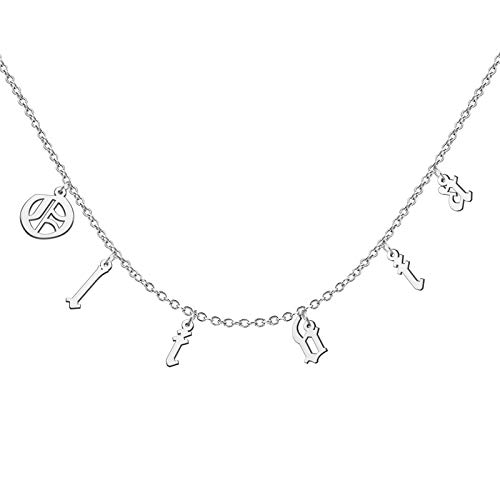 YSAHan Gothic Old English Font Initial Name Chain Necklaces Personalized Stainless Steel Jewelry Gift for Olivia Choker