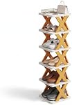 5-Tier Porte-chaussures à angle avec X-Frame Design, blanc et orange, étagère de stockage d'entrée d'espace, 24cm x 26cm