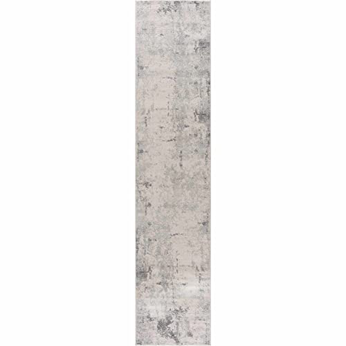 Hauteloom Tigris Collection ANI Transitional Modern Farmhouse Hallway, Entryway, Kitchen Runner Rug - Long Carpet - Contemporary Distressed - Boho Abstract - Ivory, Beige, Gray - 2'7