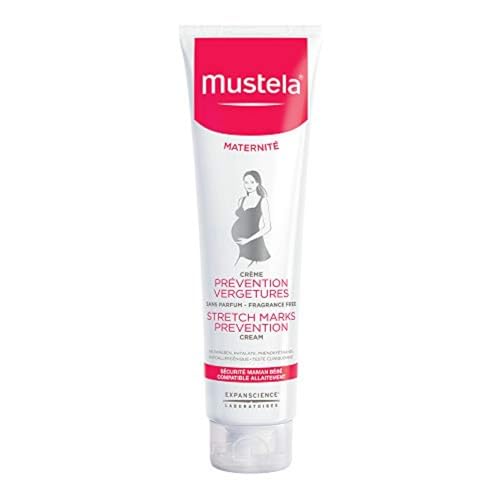 Mustela Stretch Mark Prevention Cream, for Pregnancy, with Natural Avocado Peptides, Fragrance-Free or Lightly Fragranced