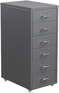 HollyHOME 6-Drawer Mobile File Cabinet, Rolling Filing Organizer, Metal Storage Cabinet with Casters for Home,Office and School, Grey