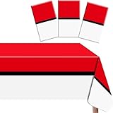 VDESFUEBY Red Ball Birthday Party Tablecloths 3 Pieces Cartoon Themed Table Cover Plastic Disposable Rectangle Table Cover for Boy Kid Girl Baby Shower Birthday Party Supplies- 54' x 108'