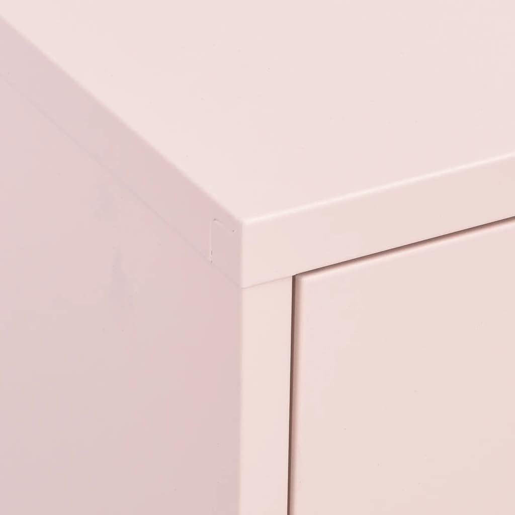 Pink Steel Storage Cabinet with Adjustable Shelves 31.5 x 13.8 x 40 in Durable Metal Storage Locker for Home Office Living Room Organization