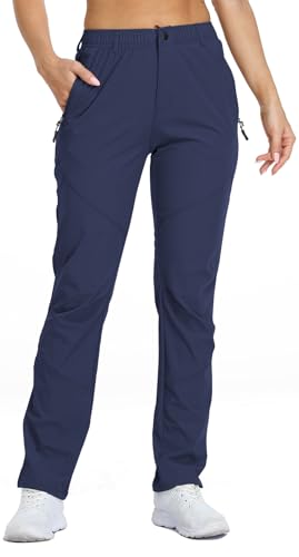 SPOSULEI Womens Summer Lightweight Pants Outdoor Nylon Quick Dry Travel Golf Hiking Sweatpants with Zipper Pockets