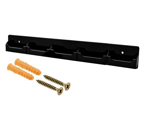 Marketing Holders Wall Business Card Holder with Hanging Hardware for 3.5" x 2" Gift or Appointment Cards Bookstores Break Rooms Libraries Travel Centers 5 Pockets Black Acrylic Sturdy Modern