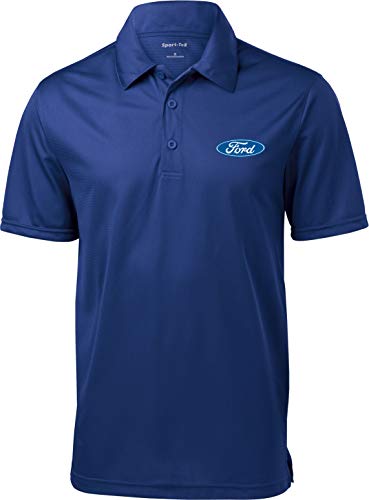 Ford Oval Pocket Print Textured Polo, Royal XL