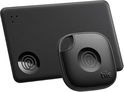 Tile by Life360 Starter Pack (2024) - Localizadores Bluetooth para Llaves, Carteras y Mucho más. Compatible con iOS y Android. Localizador de teléfonos. Paquete de 2 (Mate Negro/Slim)
