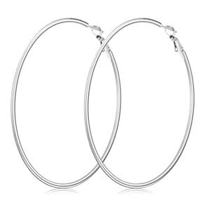 Aretes de aro grandes de 2.756 in para mujer, chapados en oro de 14 quilates/plata, hipoalergénicos, grandes aros para orejas sensibles, aretes colgantes ligeros y finos
