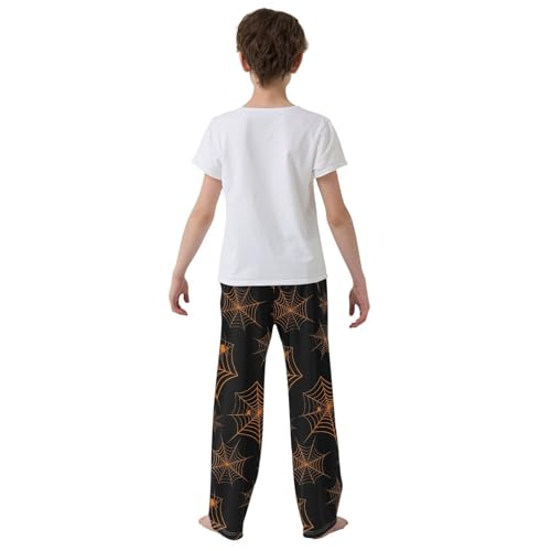 ZZXXB Spider Web Pattern Boys Long Pants Soft Trousers Elastic Waist Kids Lounge Bottoms with Pockets S-XL3