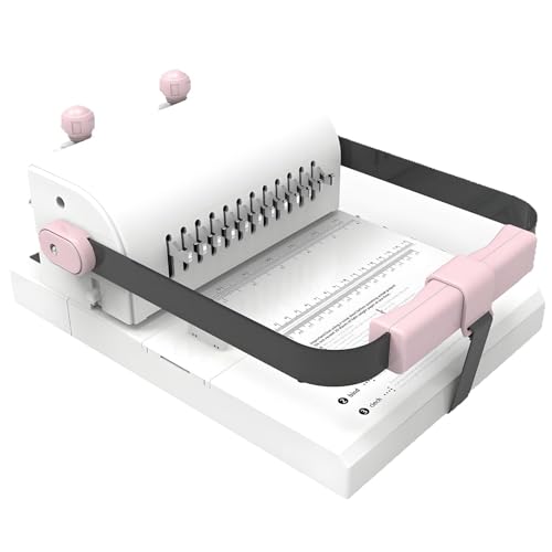 Binding Machine Electric Hole Puncher, 20 Sheets Capacity, Extended Ruler, Pressure Ring Adjustment for Making Notebooks and Binding Cards