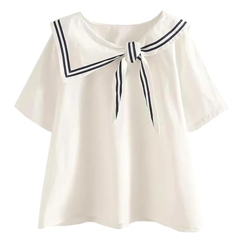 KUFEIUP Women's Short Sleeve Navy Collar Sailor Tops Pullover Shirt