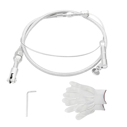 KPFILEH 24" Car Braided Throttle Cable Kit, Stainless Steel Car Accelerator Cables with Aluminum Fitting & Ferrule, Vehicle Adjustable Fuel Line Cable Replacement(24Inch)