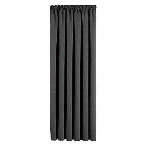 Aspire Homeware Door Curtain Pencil Pleat Blackout Grey Curtains for Living Room Super Soft Thermal Insulated Single Panel 66 x 84 inch Drop Bedroom Curtains with 1 Tie Back