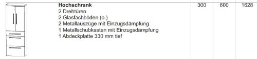Puris Classic Line Hochschrank (HNA096A7M) Badmöbel, 60 cm - 4056035019650 Puris Classic Line Hochschrank (HNA096A7M) Badmöbel, 60 cm