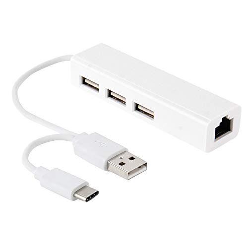 DDTAO USB-C/Type-C 3.1 to 3 Ports USB HUB + Ethernert Adapter, for Other Smartphones