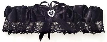 Black Wedding Bridal Toss Garter Lace Rhinestone