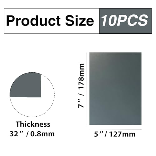 Image of 10Pcs Gray Anodized Aluminum Sheet 5 inch x 7 inch x 1 /32 inch (0.8mm) Corrosion-Resistant Metal Plates for Laser Engraving, DIY Crafting, Sign Making, Home Decor